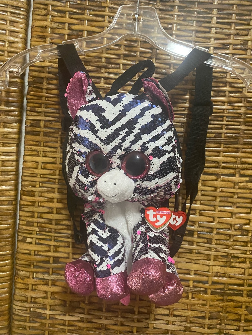 NWT TY Zoey  Zebra Backpack Stuffed Animal Sequin